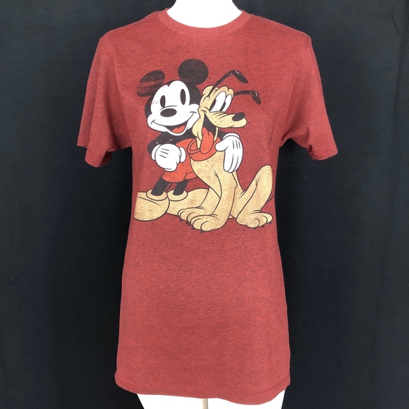 Disney Tops - Disney Mickey and Pluto Red TShirt Size Small